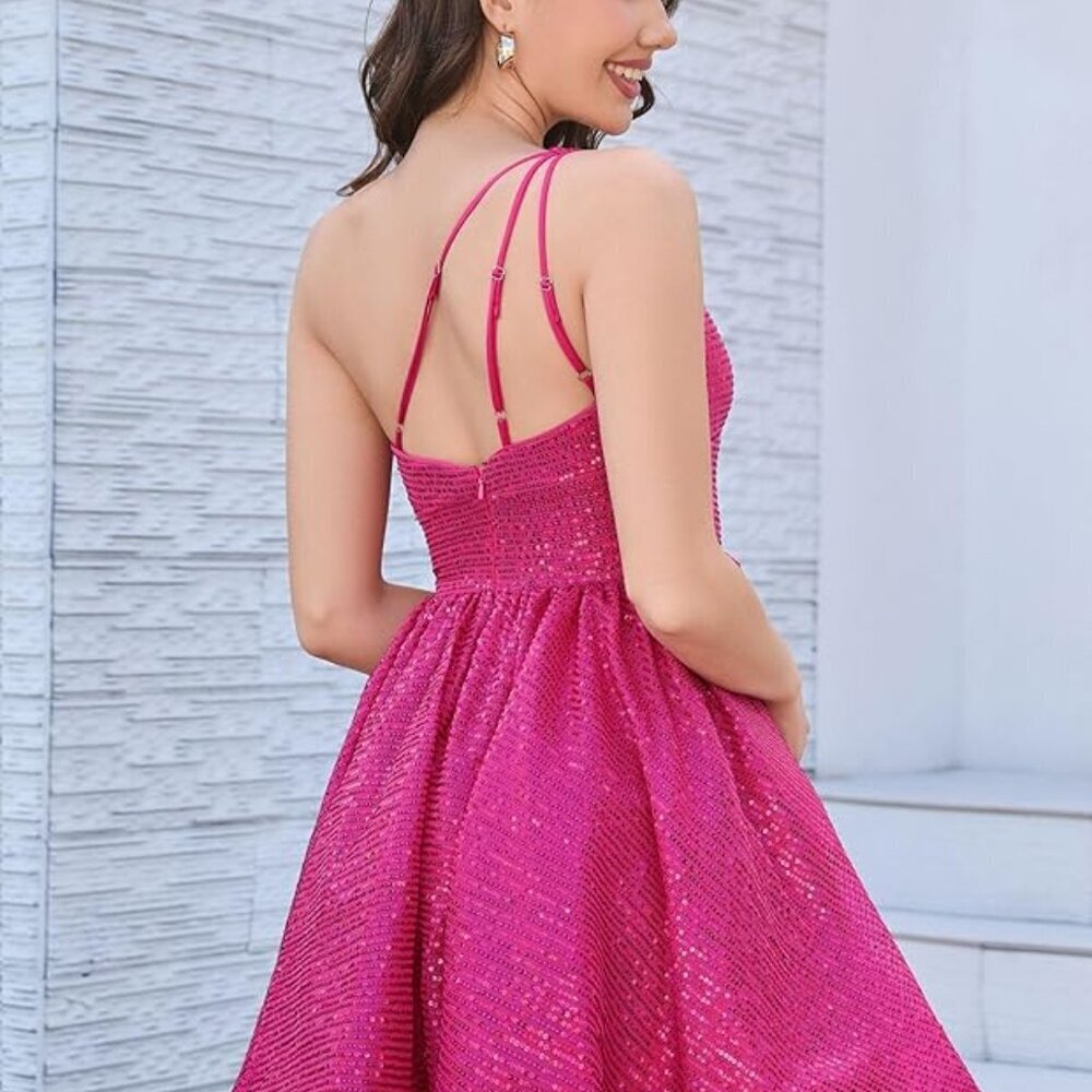 💖 NWT One-Shoulder Sequin Mini Dress | Size 14 💖 - Picture 3 of 5